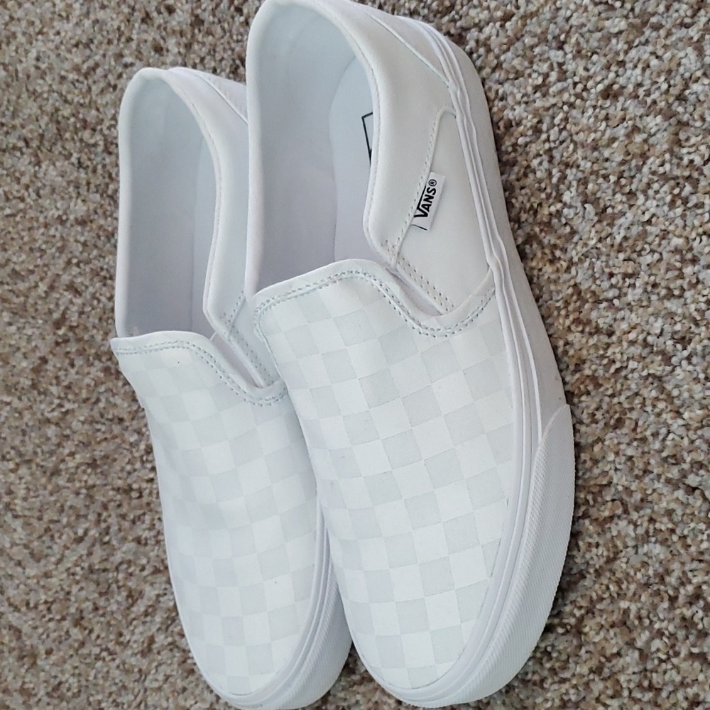 Vans slip on checkerboard, white